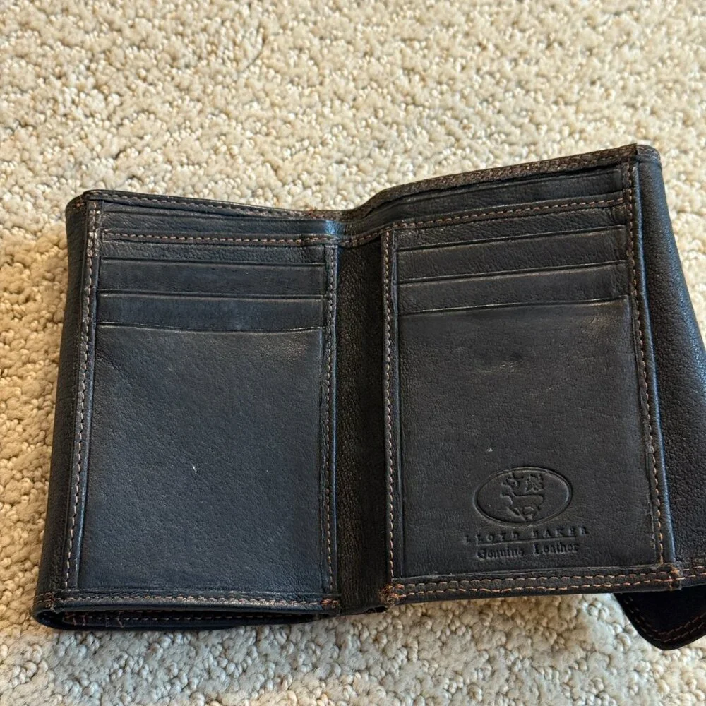 Lloyd Baker Women's Leather Wallet Multi Fold Black 2 Flaps and Zip Coin Pocket